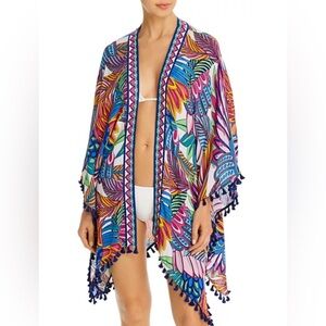 Trina Turk Paradise Plume Kimono Swim Cover-Up OSFM EUC